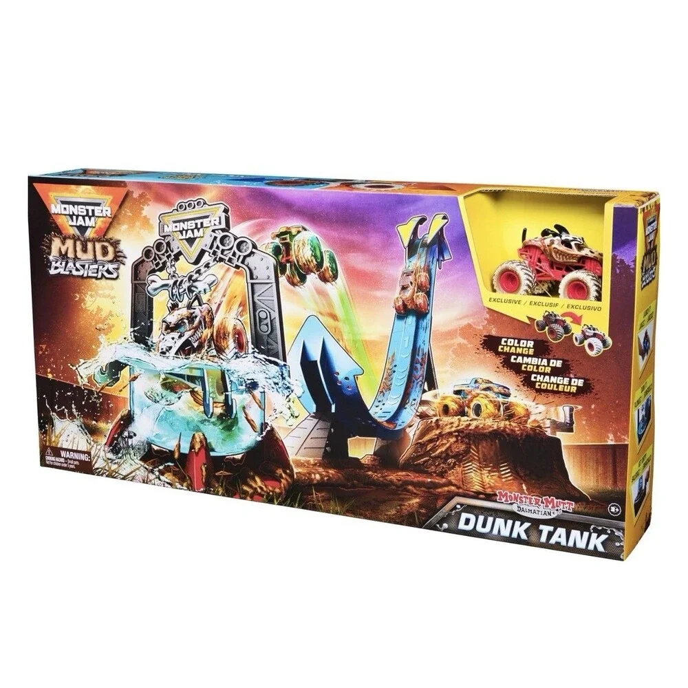 Monster Jam Mud Blasters DUNK TANK + EXCLUSIVE Monster Mutt  Dalmatian NEW